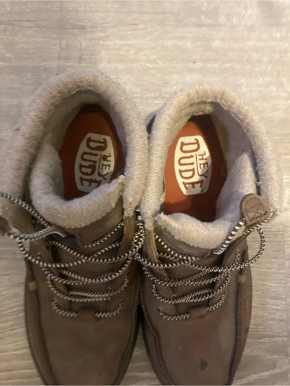 Hey Dude Men's Brown Leather Winter Lace-Up Boots Size M9
